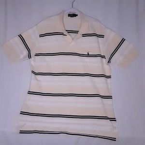 Polo Ralph Lauren Mens Polo Shirt Short Sleeve Pale Yellow Navy & White Size XXL